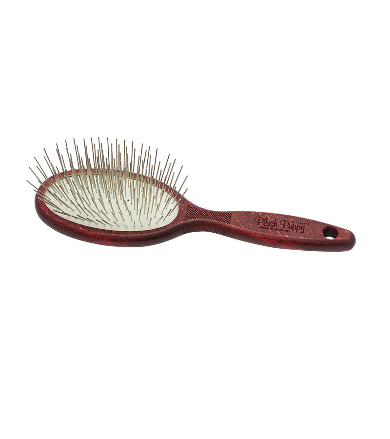 Plush Puppy Ultimate Extra Long Pin Brush – rosewood handle pin brush, front view