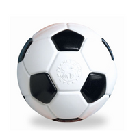 Planet Dog Orbee-Tuff soccer ball dog toy in black and white, on white