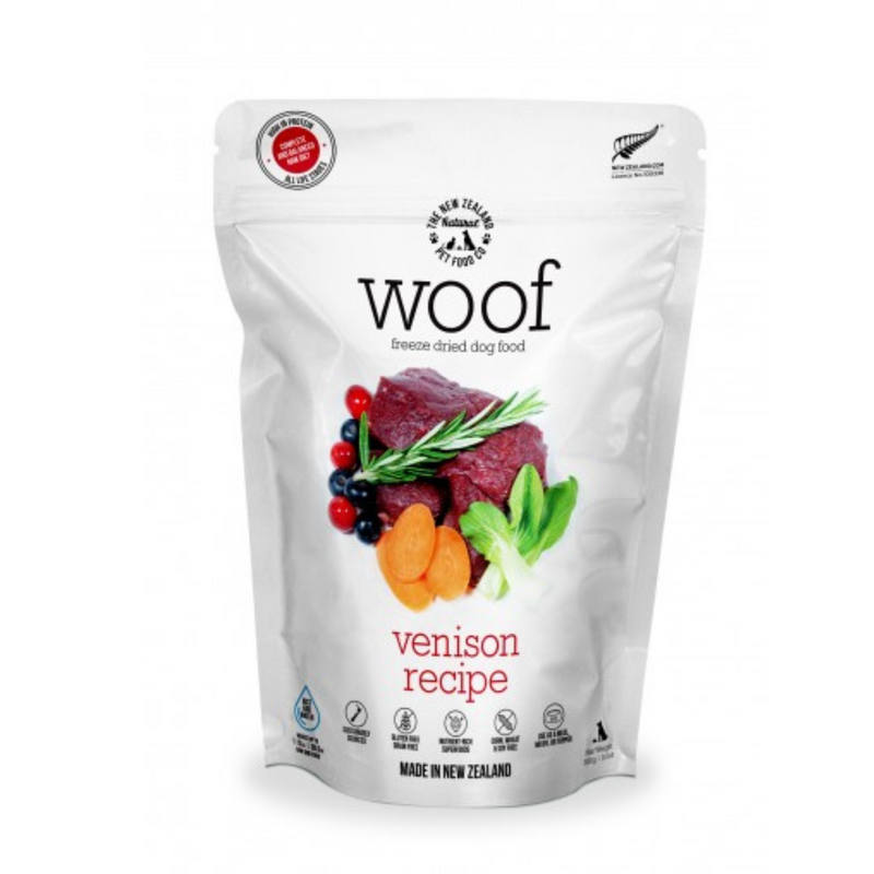 The New Zealand Natural Woof Freeze Dried Venison Dog Food