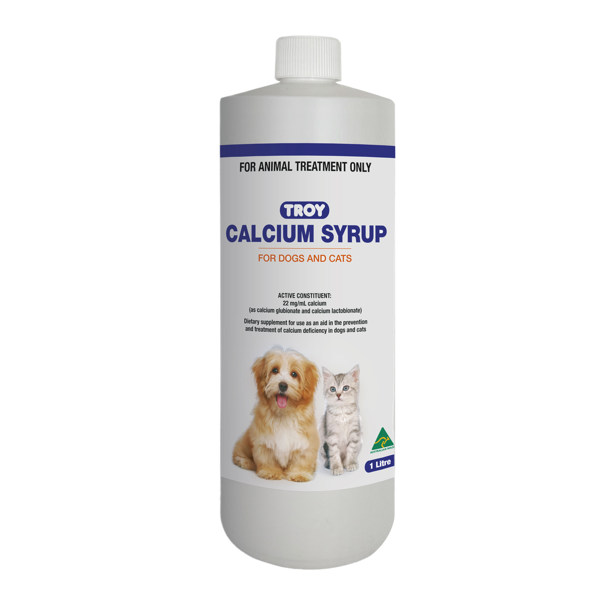 Troy Calcium Syrup 1L bottle – front