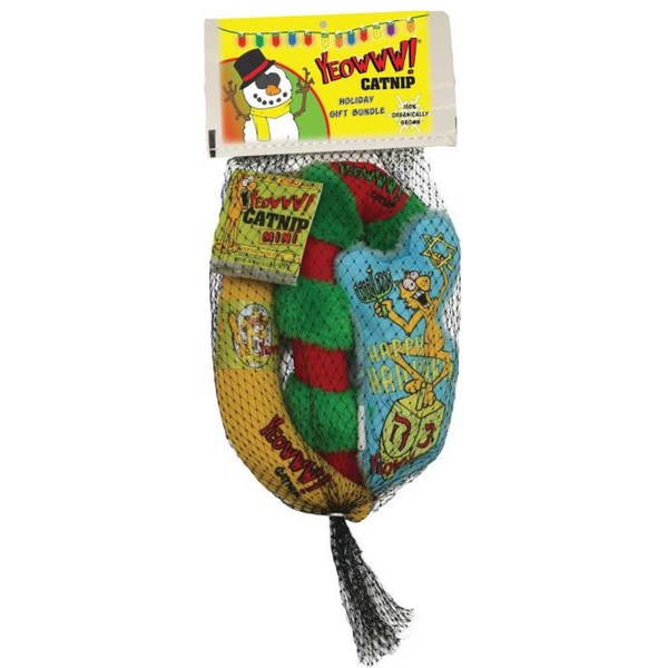 Yeowww! Catnip Cat Toys - Dreidel Krinkle Gift Bundles with 3 Cat Toys + Bonus Catnip 01