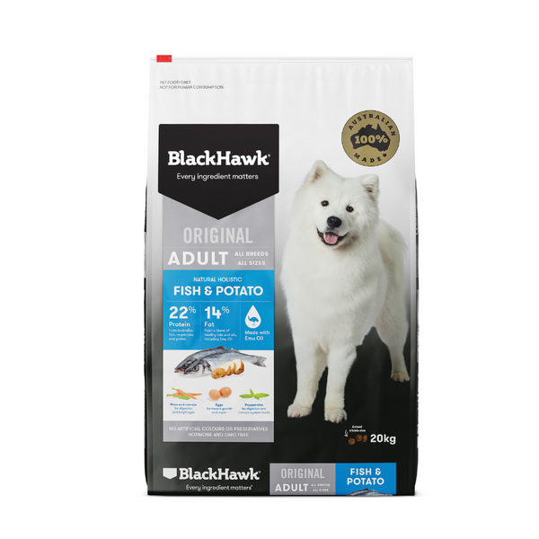 Black Hawk Dry Dog Food Original Adult Fish & Potato 20kg