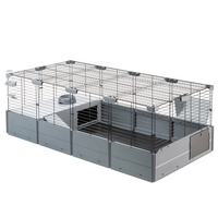 Ferplast Multipla Maxi modular cage for rabbits and guinea pigs, empty, on a grey base