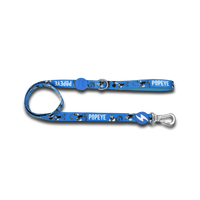 Dashi x Popeye dog lead in blue with a Popeye print and POPEYE webbing, bolt tag and silver clip