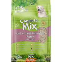 Vets All Natural Complete Mix for puppies, green bag with a pink band