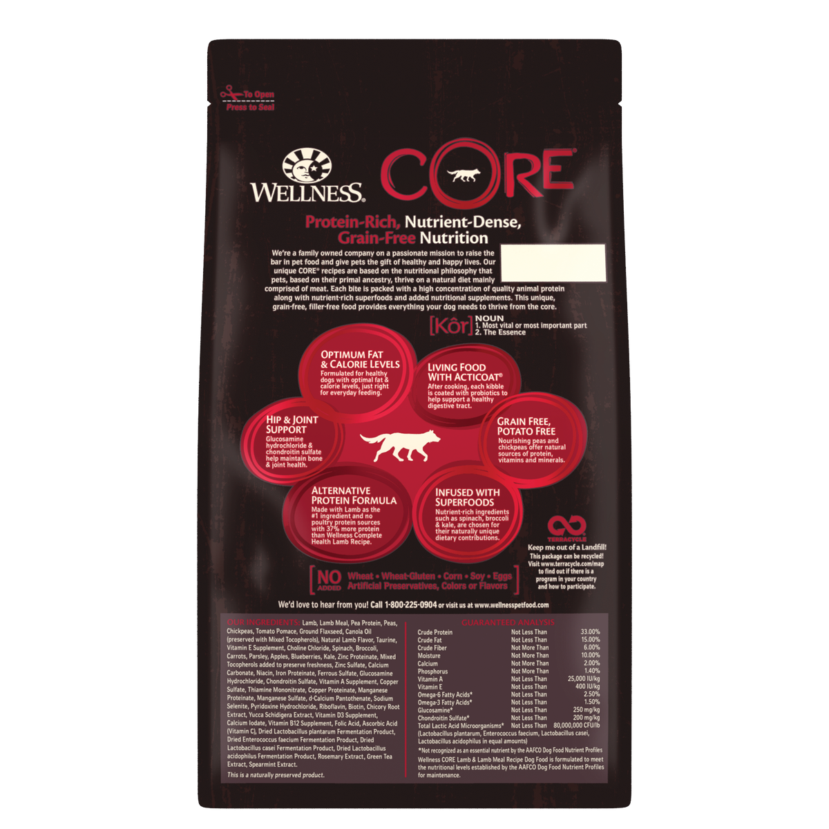 Wellness Core Dry Dog Food Grain Free Lamb