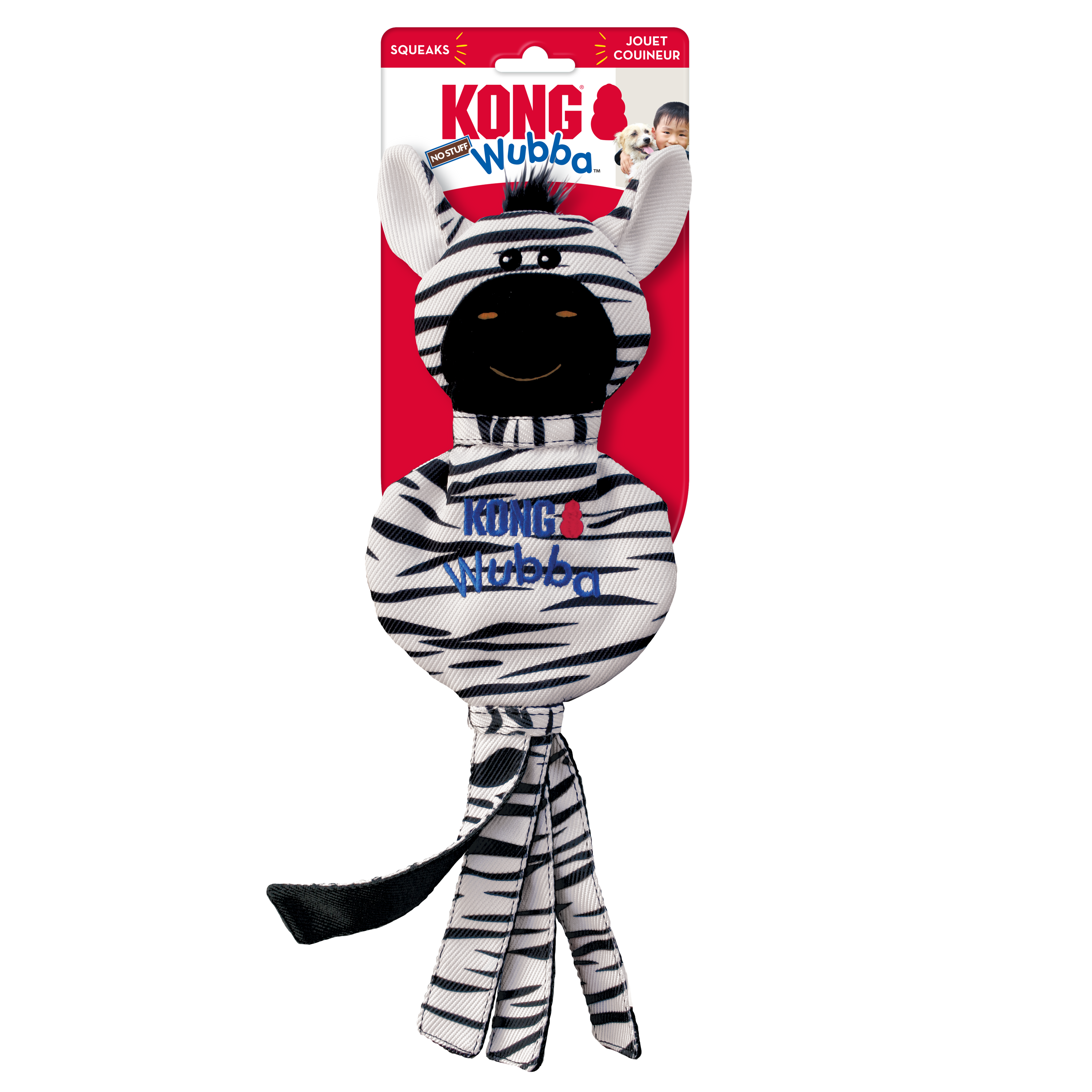 KONG Dog Toys Wubba No Stuff Zebra 01