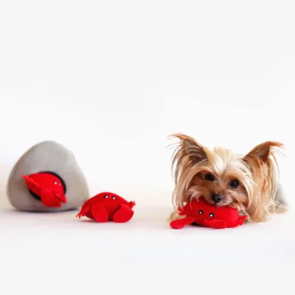 Zippy Paws Dog Toys Plush Burrow - Rock with 3 Crabs 05