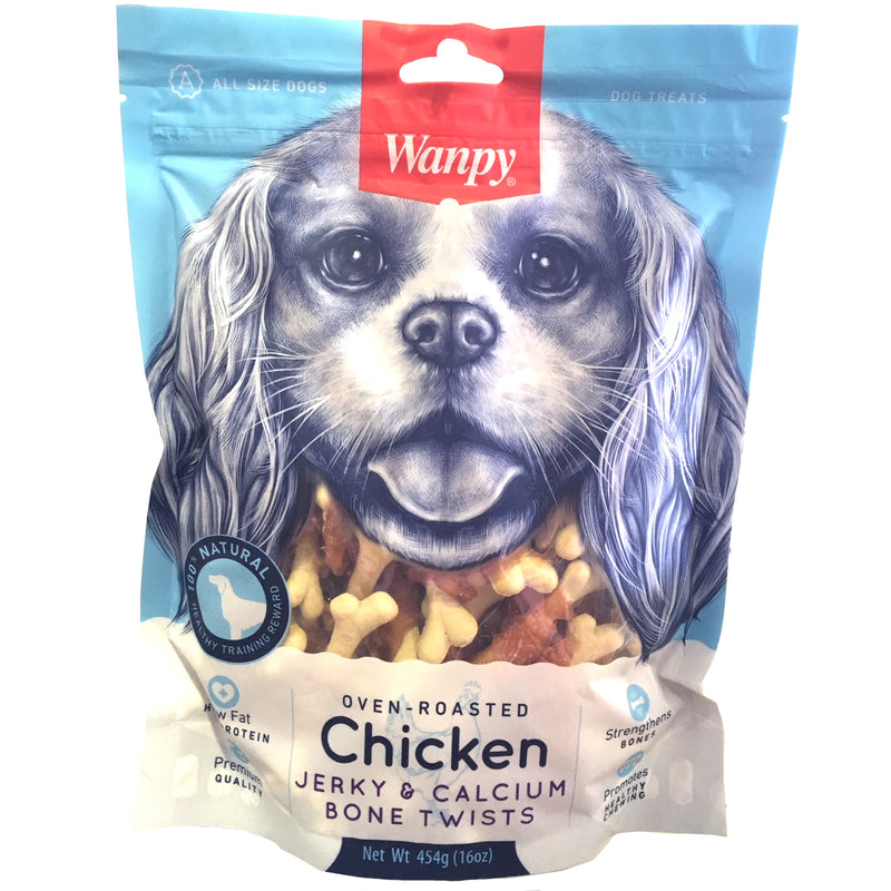 Wanpy Premium Dog Treats Oven-Roasted Chicken Jerky & Calcium Bone Twists