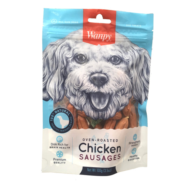 Wanpy Premium Dog Treats Oven-Roasted Chicken Sausages