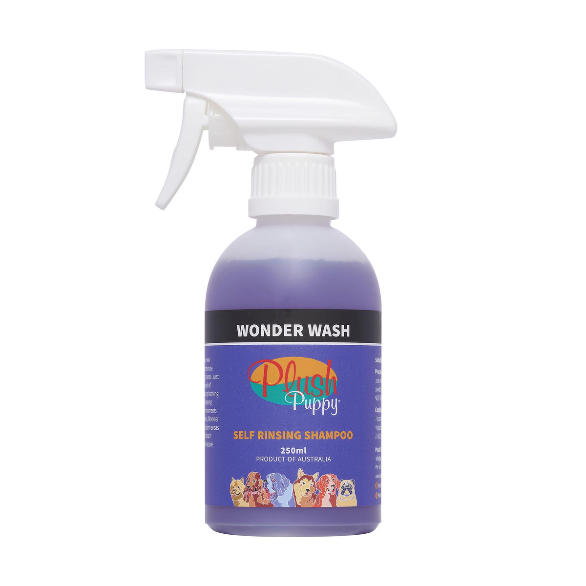 Plush Puppy Wonder Wash Self Rinsing Spray Shampoo 250ml – front of bottle