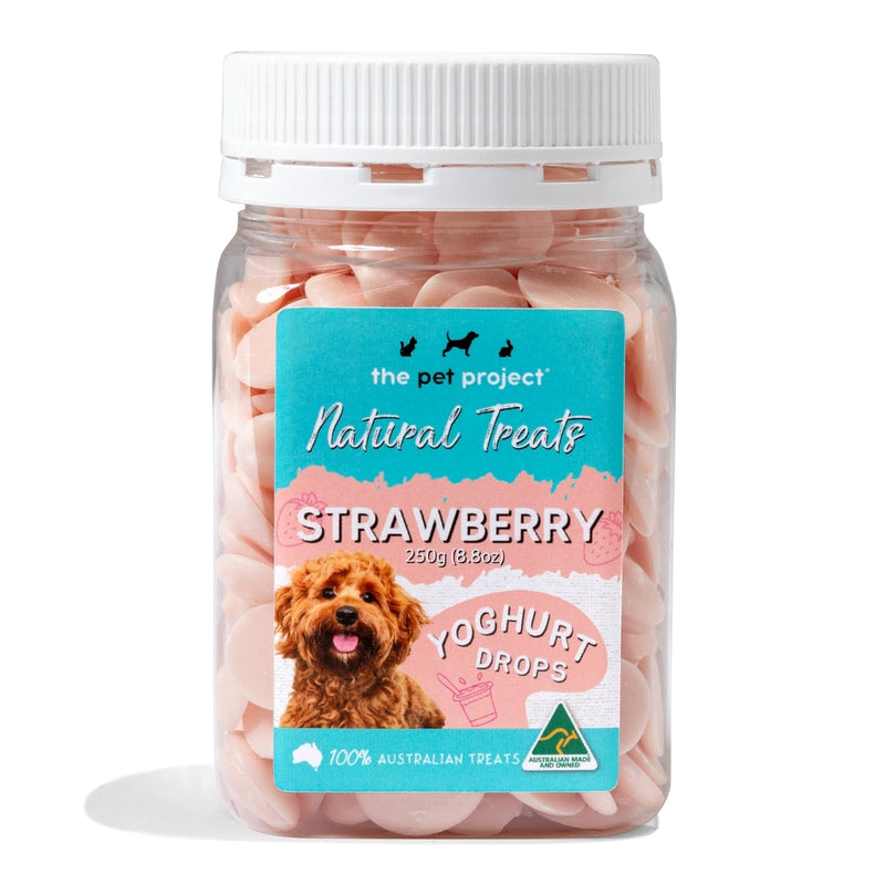 The Pet Project Cat & Dog Treats Yoghurt Drops 250g Strawberry