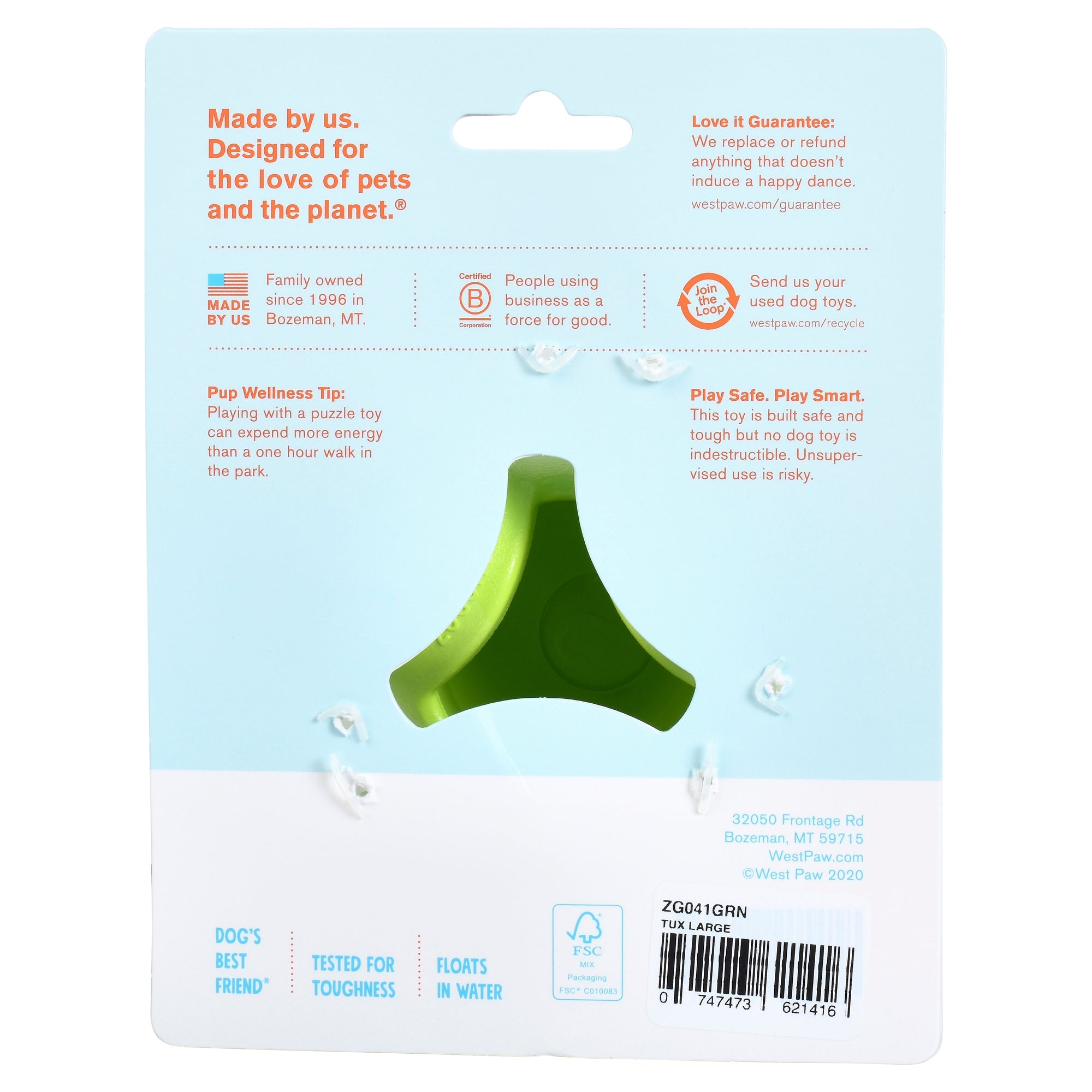 West Paw Tux Treat Dispenser for Tough Dogs - Large by PeekAPaw