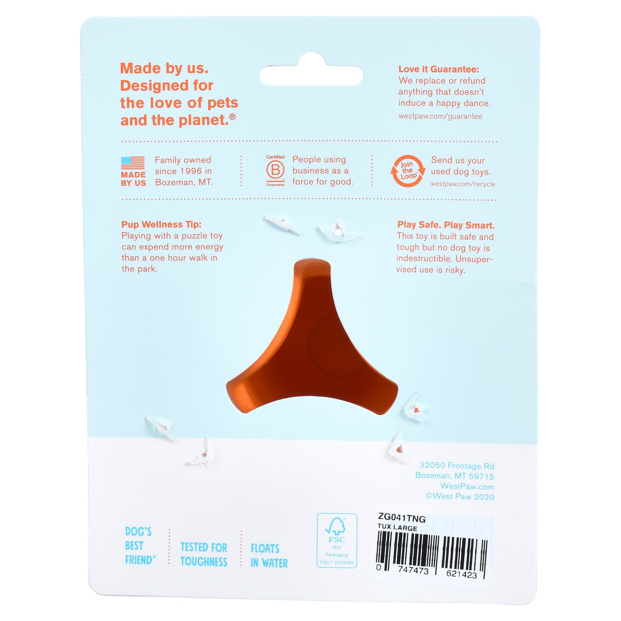 West Paw Tux Treat Dispenser for Tough Dogs - Large by PeekAPaw