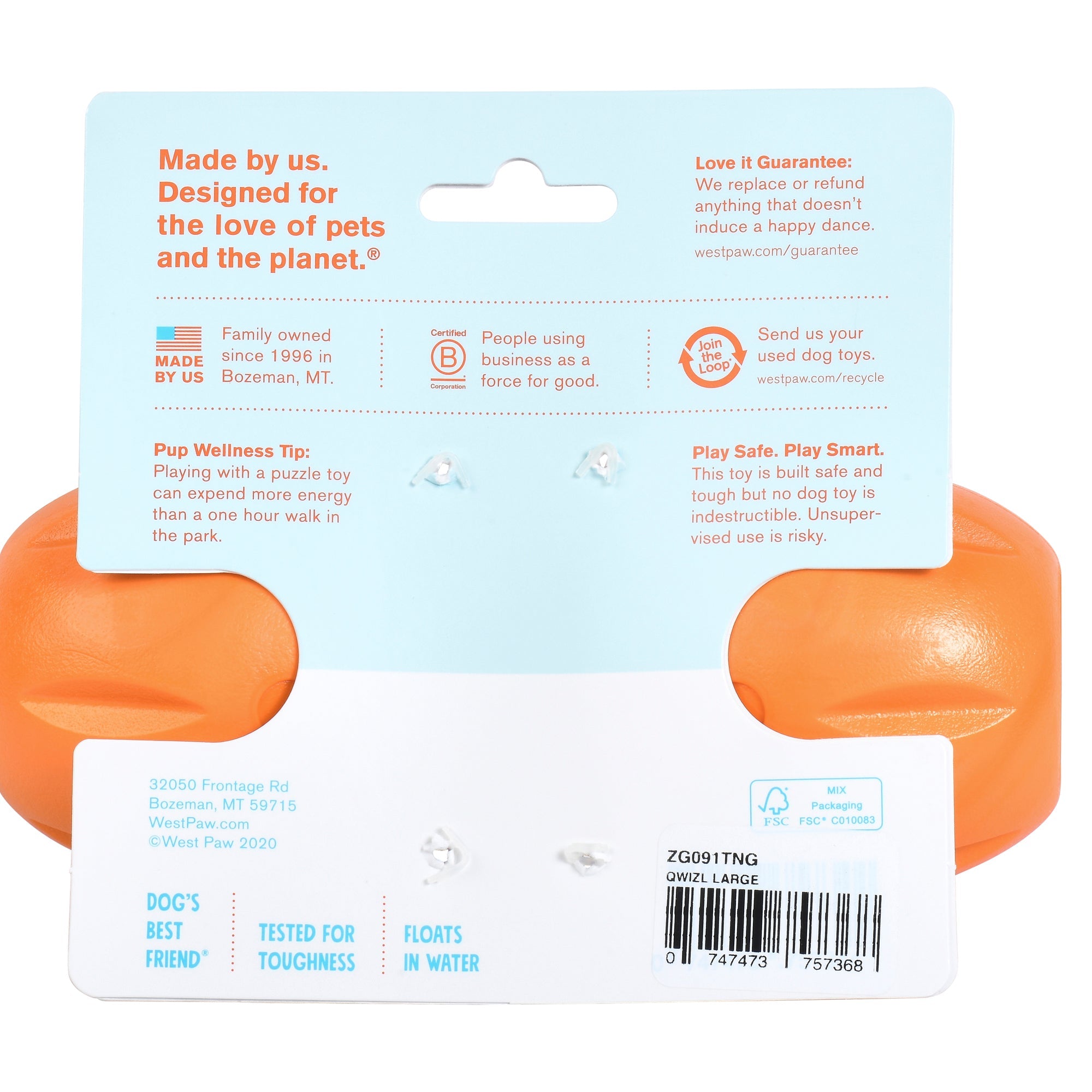 West Paw Qwizl Treat Dispensing Dog Toy - Large by PeekAPaw