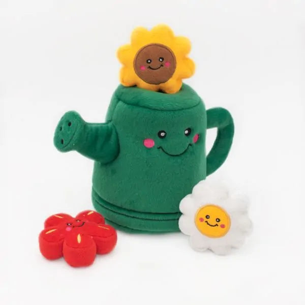 Zippy Paws Dog Toys Plush Burrow - Watering Can with 3 Flowers 02