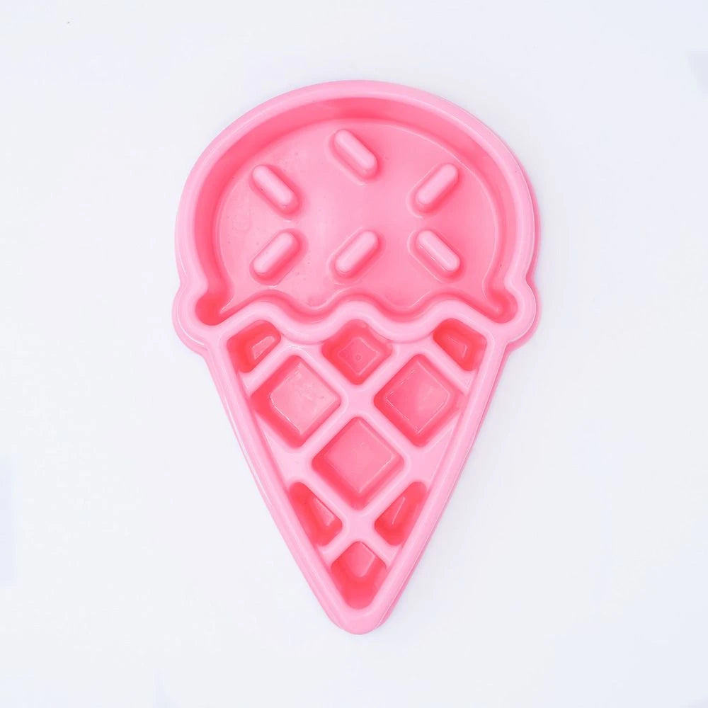 Zippy Paws Happy Bowl slow feeder for dogs shaped like an ice cream cone, in pink