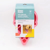 Zippy Paws Ice Cream Happy Bowl slow feeder for dogs in its retail packaging