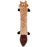 Zippy Paws Jigglerz plush chipmunk dog toy with a long quilted body, on a white background