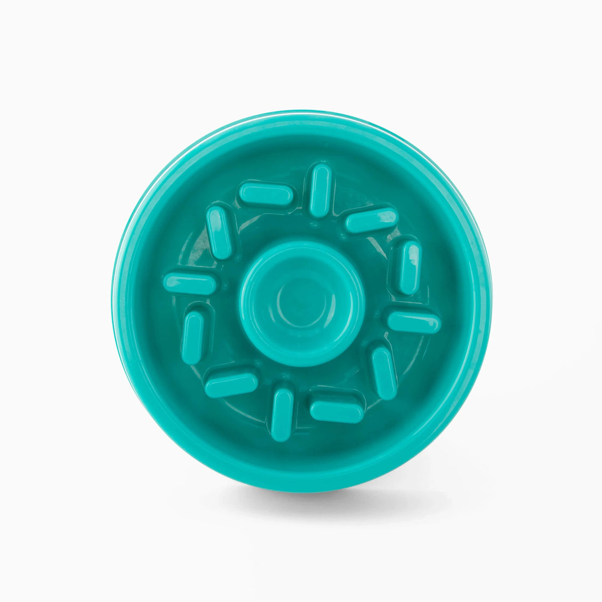 Zippy Paws Happy Bowl slow feeder for dogs shaped like a donut, seen from above