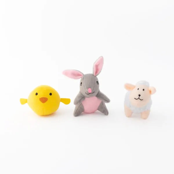 Zippy Paws Dog Toys Plush Miniz - 3 Pack Easter Friends 01