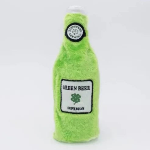 Zippy Paws Dog Toys Plush Happy Hour Crusherz Green Beer