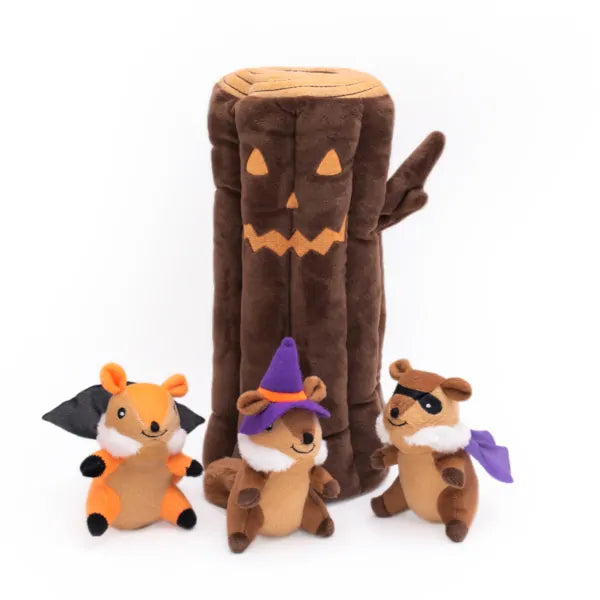 Zippy Paws Dog Toys Plush Burrow - Halloween Haunted Log 01