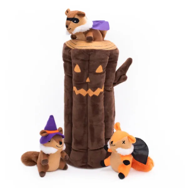 Zippy Paws Dog Toys Plush Burrow - Halloween Haunted Log 02