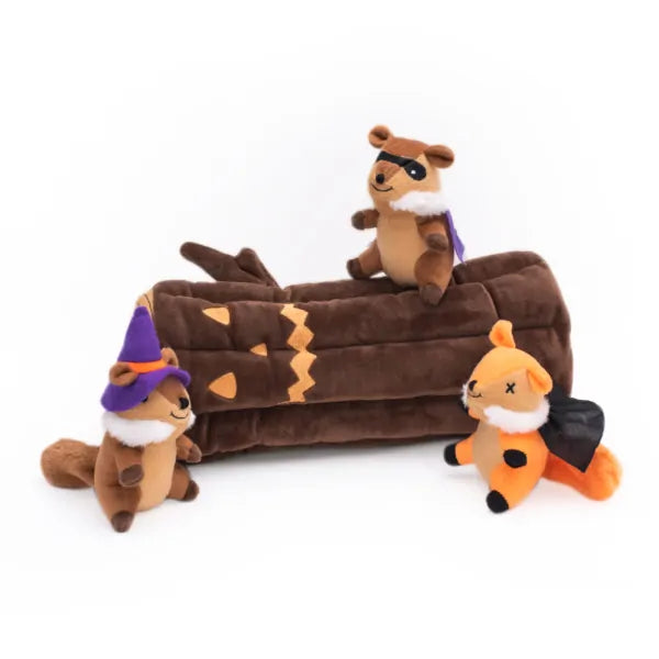 Zippy Paws Dog Toys Plush Burrow - Halloween Haunted Log 03