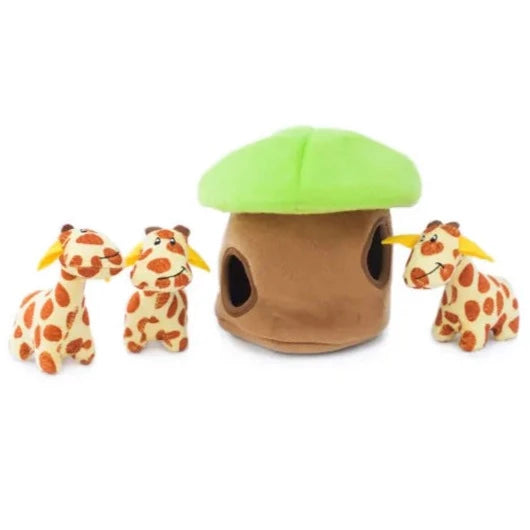 Zippy Paws Dog Toys Plush Burrow - Giraffe Lodge 01