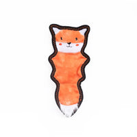 Zippy Paws Skinny Peltz stuffing-free plush fox dog toy, on a white background