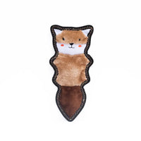 Zippy Paws Skinny Peltz stuffing-free plush chipmunk dog toy, on a white background