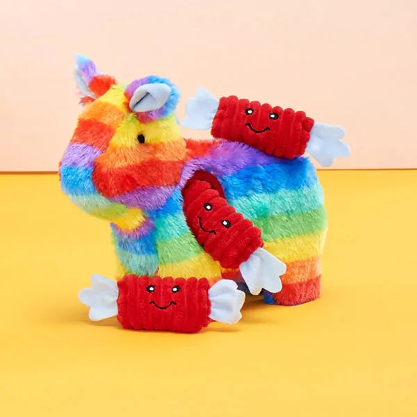 Zippy Paws Dog Toys Plush Burrow - Rainbow Pinata 02