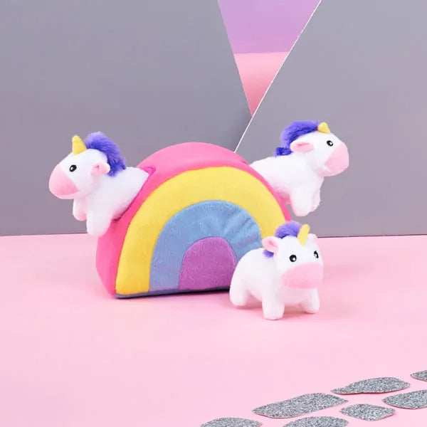 Zippy Paws Dog Toys Plush Burrow - Rainbow Unicorns 02