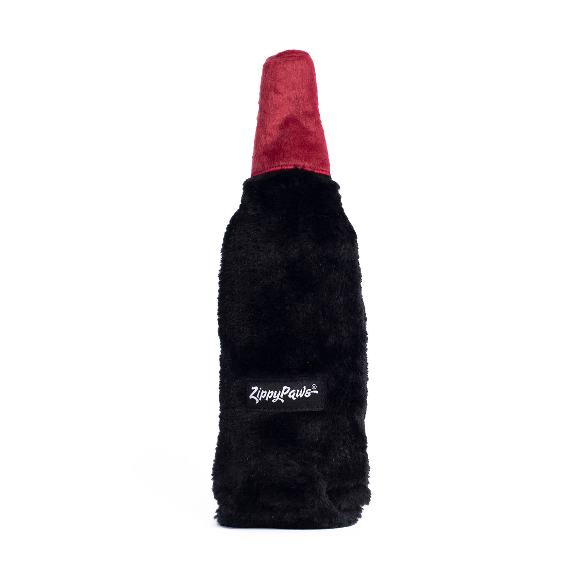 Zippy Paws Happy Hour Crusherz plush Merlot bottle dog toy, plain reverse side