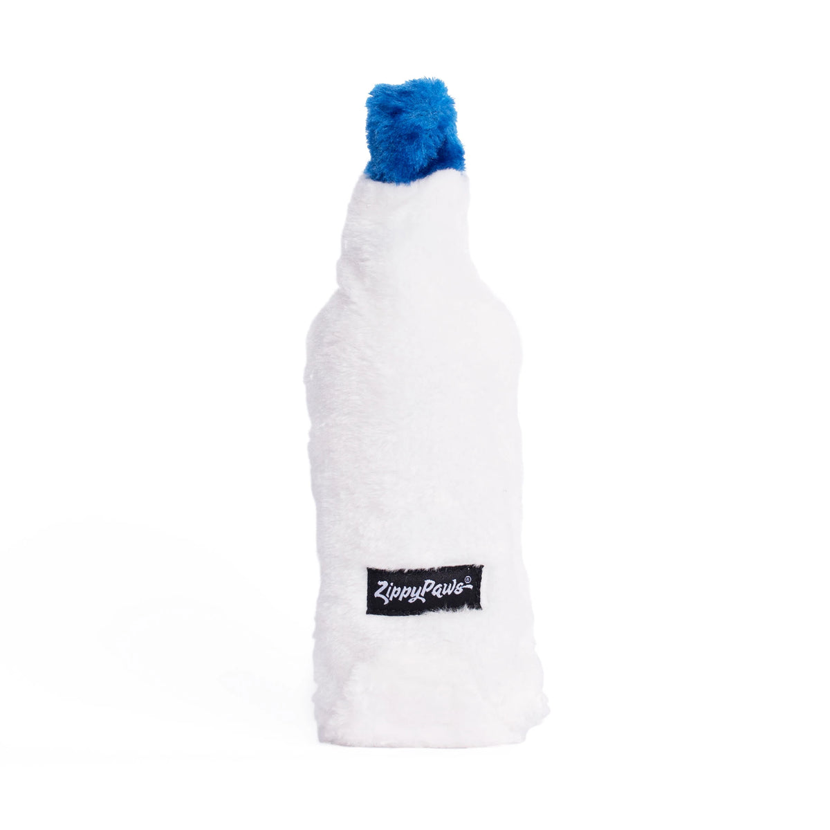 Zippy Paws Happy Hour Crusherz plush vodka bottle dog toy, plain reverse side