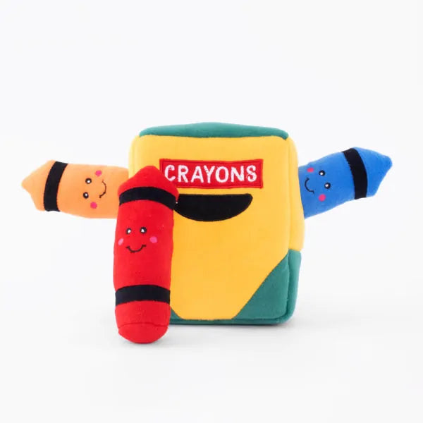 Zippy Paws Dog Toys Plush Burrow - Crayons 01