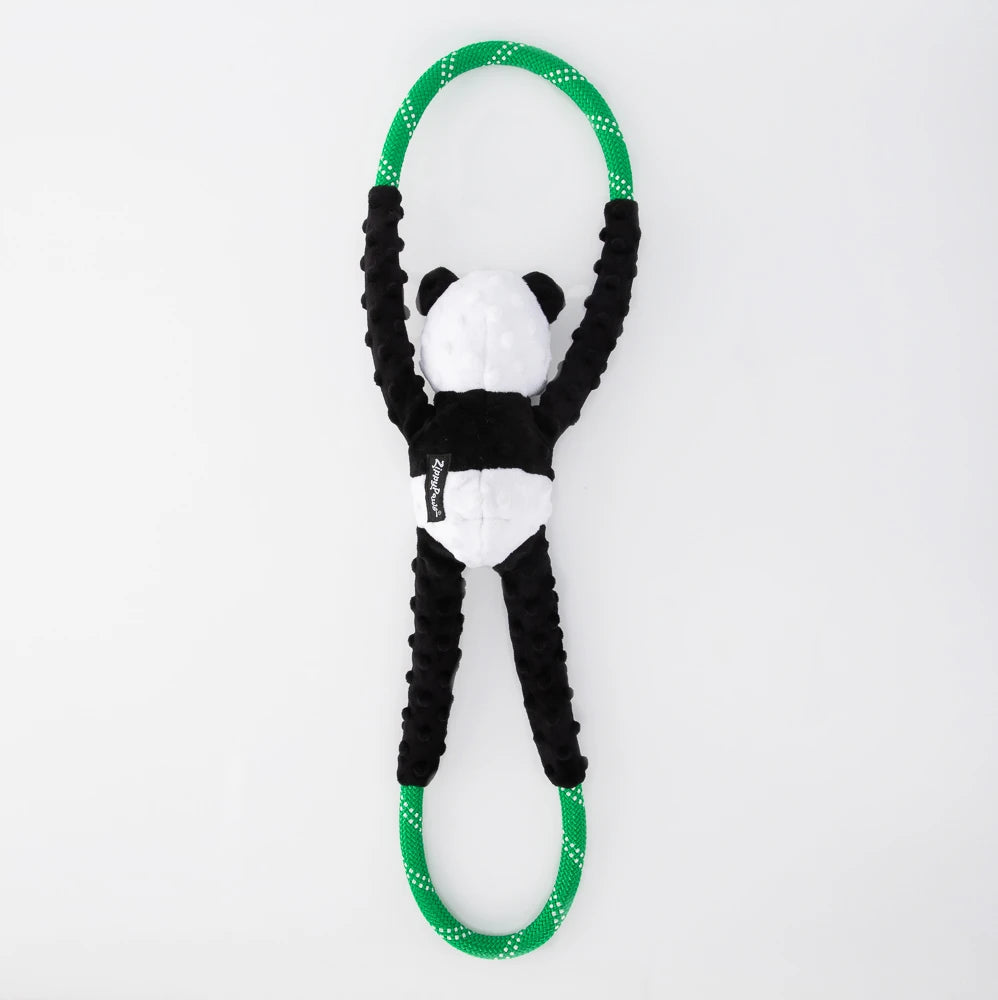 Zippy Paws RopeTugz panda rope dog toy seen from the reverse