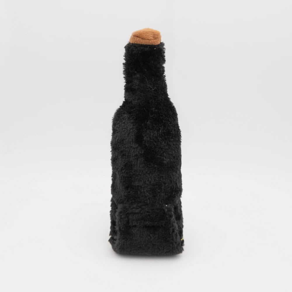 Zippy Paws Happy Hour Crusherz plush stout bottle dog toy, plain reverse side