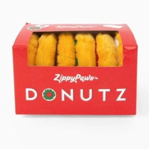 Zippy Paws Dog Toys Plush Donutz Mini Holiday Gift Box 6 Pack