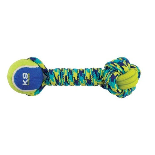 Zeus K9 Fitness Dog Toys Rope & TPR Dumbell with 2 x 6.5cm Balls 30cm