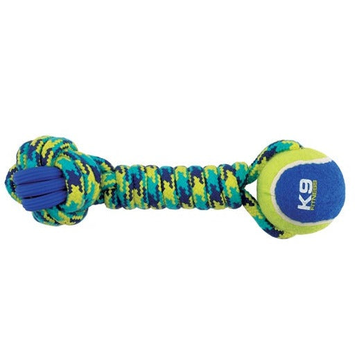 Zeus K9 Fitness Dog Toys Rope & TPR Dumbell with 2 x 6.5cm Balls 30cm