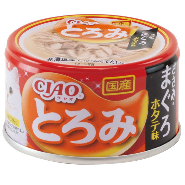 Ciao Cat Treats Chicken & Tuna with Scallop Flavor in thickened broth Can for 14+ Years Old 85g