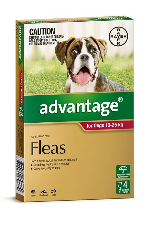 Advantage Dog 10-25kg Red 4 Pack