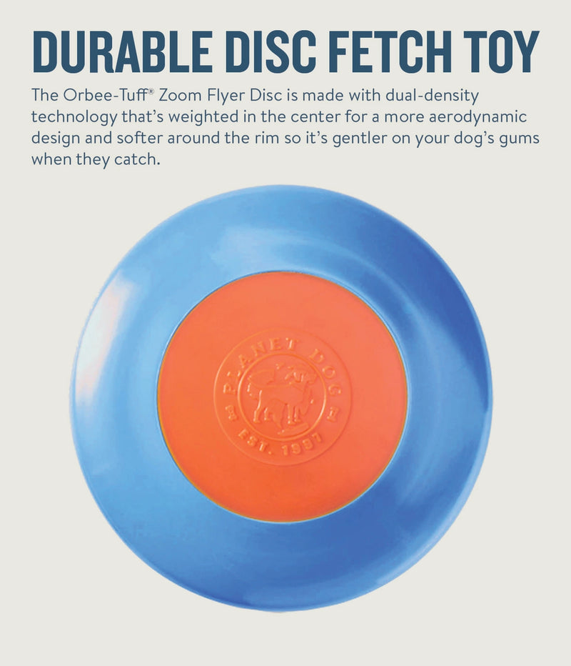 Planet Dog Orbee-Tuff Zoom Flyer Disc Dog Fetch Toy Blue & Orange