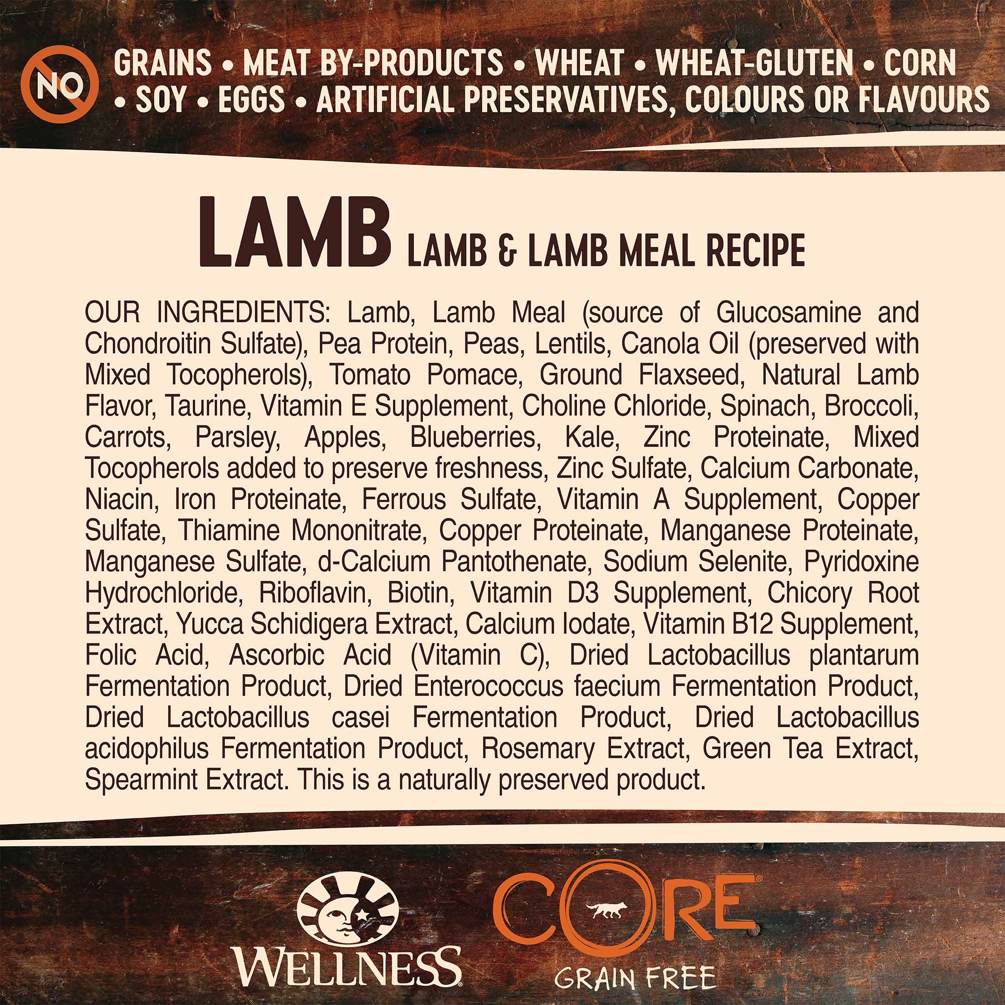 Wellness Core Dry Dog Food Grain Free Lamb