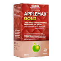 Abbey Applemax Gold liquid horse wormer and boticide, 120mL carton front