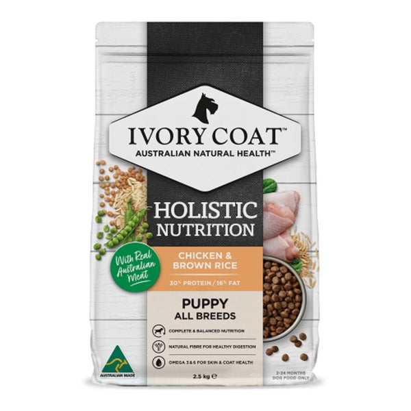 Ivory Coat Holistic Nutrition Puppy All Breeds Dry Dog Food Chicken & Brown Rice - 2.5kg | PeekAPaw Pet Supplies