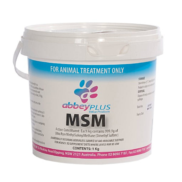 Abbey Animal Health Abbey Plus Msm Powder - 1kg | PeekAPaw Pet Supplies