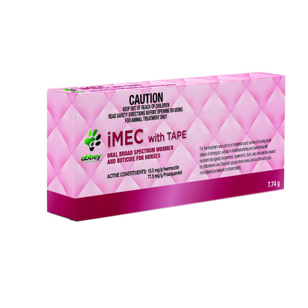 Abbey Animal Health iMEC With Tape Oral Broad Spectrum Wormer And Boticide For Horses - 7.74g | PeekAPaw Pet Supplies